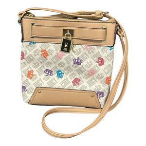 Juicy Couture Crossbody Purse Handbag Under Lock Key Charm Gold Trim‎ Multicolor